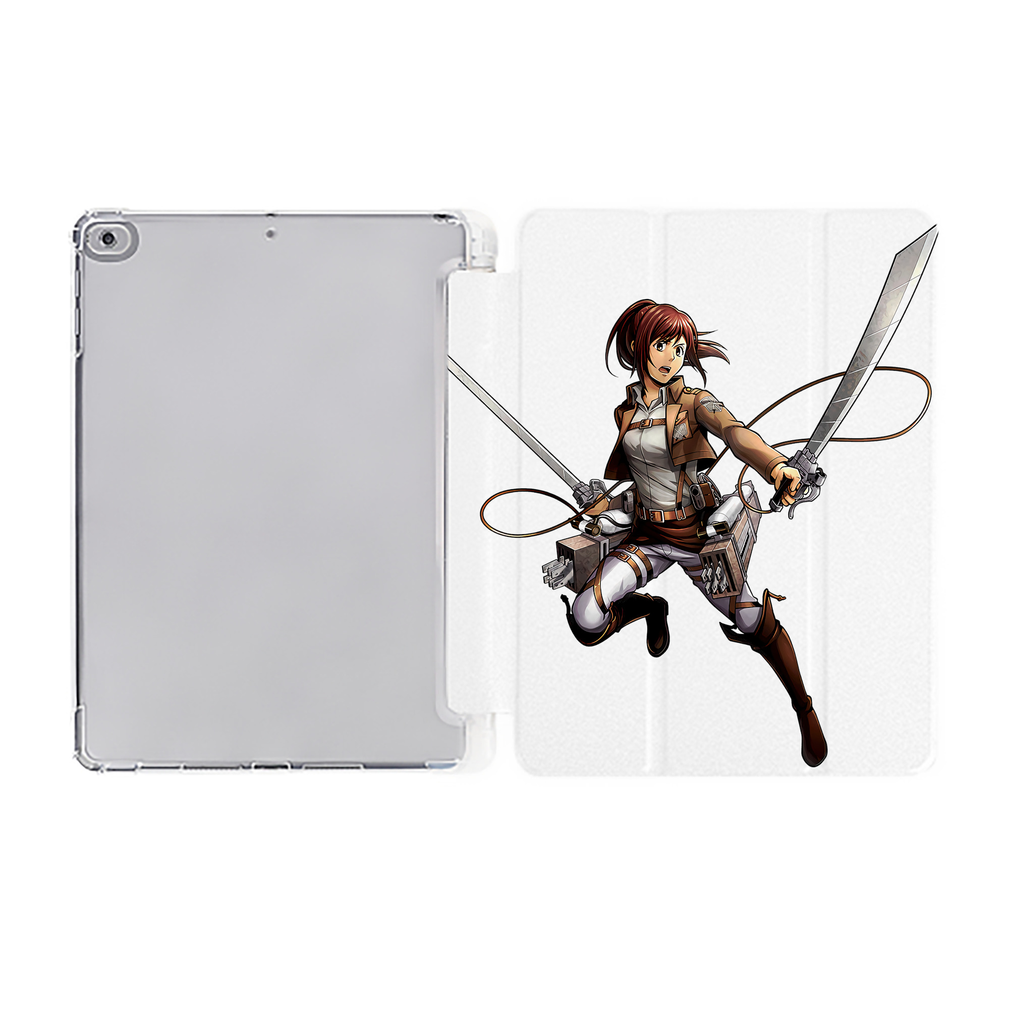 （画像用） 進撃の巨人 サシャ·ブラウス Attack on Titan Sasha Blaus IPad ケース ペン収納付き 三つ折りスタンド PUレザー×シリコン 対応機種9.5/10.5/10.9インチ